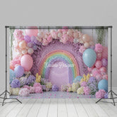 Aperturee - Aperturee Fancy Floral Rainbow Balloon Arch Wedding Backdrop